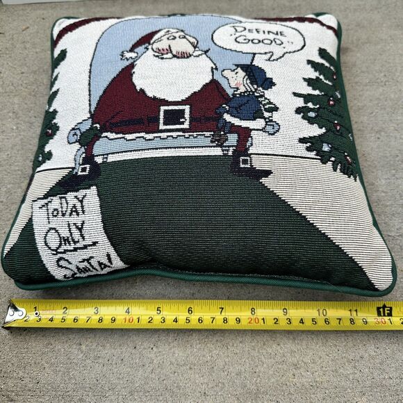 90s Shoebox Christmas Tapestry Pillow Hallmark 12" Define Good Santa Gag Gift - Picture 8 of 11
